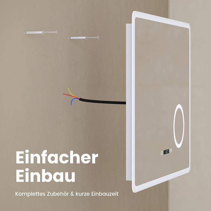 Actual product image Emke Bathroom Mirror With Lighting 100*60cm, 3X Magnification, Fog-Free, 3 Colour Temperatures&Dimmable (100 x 60 cm)