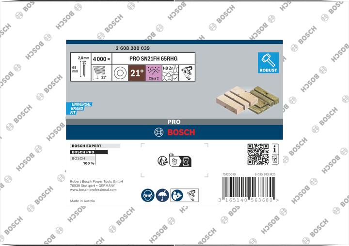 Produktbild Bosch Professional Zubehör Rundkopf-Streifennagel SN21RK 65RHG 2,8 mm, 65 mm, feuerverzinkt, gerillt