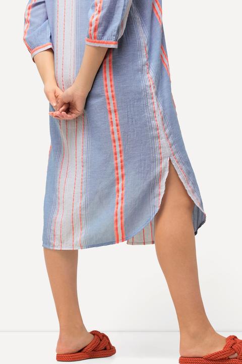 Image du produit Ulla Popken T-shirt oversized à rayures, col V et manches 3/4 (42, 44)