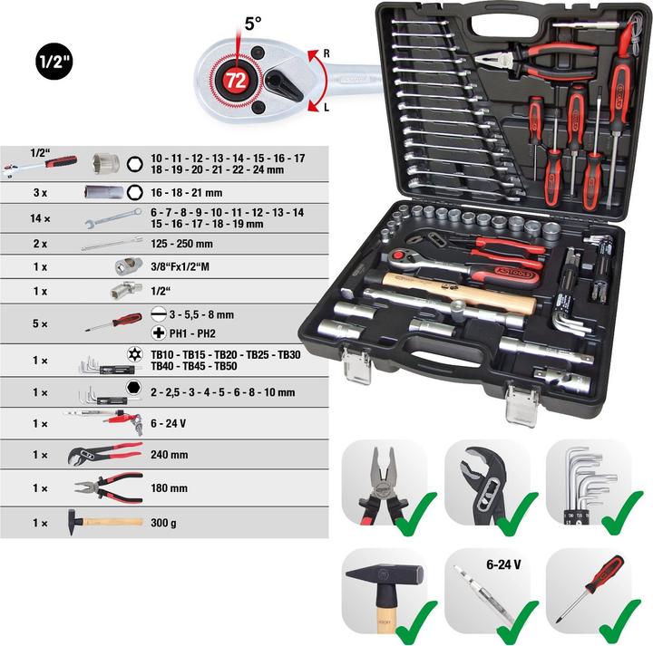 Actual product image KS Tools 1/2" universal tool set 917.0047 Tool set