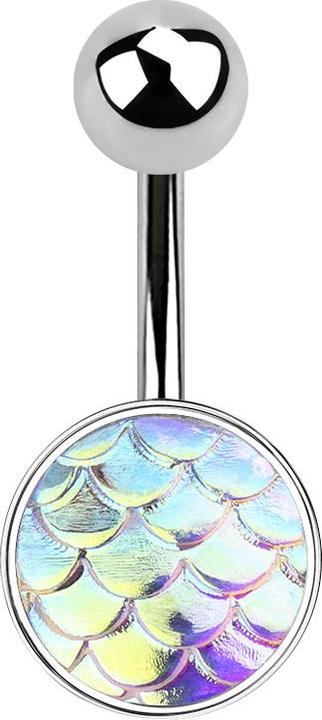 Produktbild Star Piercing Banane silber mit Fischschuppen multicolor (Messing, Chirurgenstahl 316L)