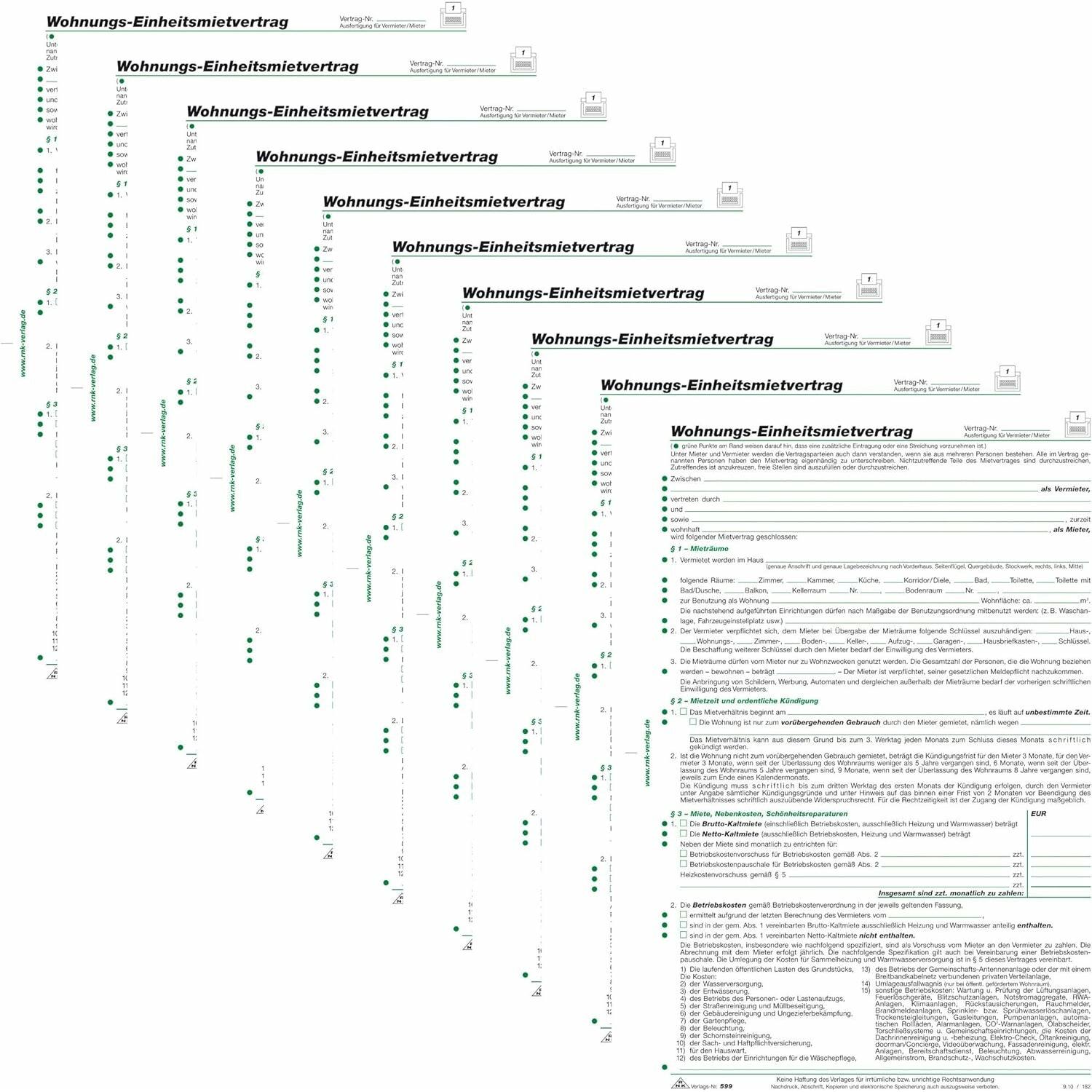 Rnk 10 RNK-Verlag 599/10 Mietverträge für Wohnungen (599/10)