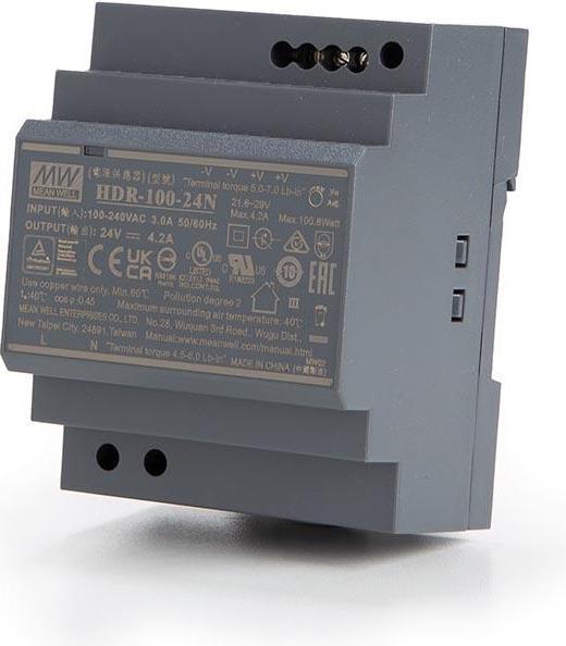 Actual product image MeanWell INDUSTRIAL POWER SUPPLY - 1 OUTPUT - DIN RAIL MOUNTING - 100 W - 24 V - 4.2 A