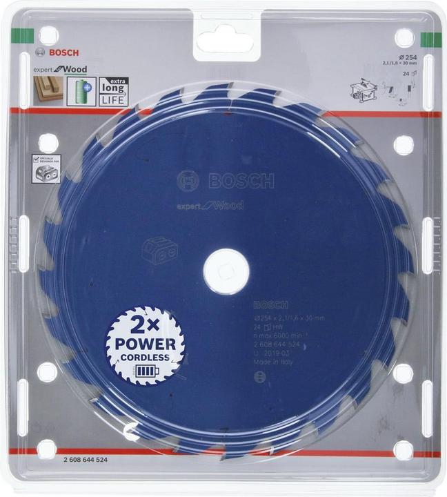 Actual product image Bosch Professional Zubehör Cordless circular saw blade Expert for Wood, 254 x 2.1/1.6 x 30, 24 teeth