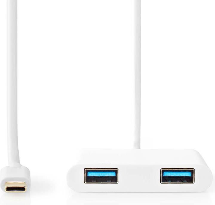 Produktbild Nedis USB Adapter USB 3.2 Gen 1 USB-CT Male 2X USB-A 1000 Mbps 0.20 m Round Nickel Plated PVC White (USB Typ-C, 20 cm)