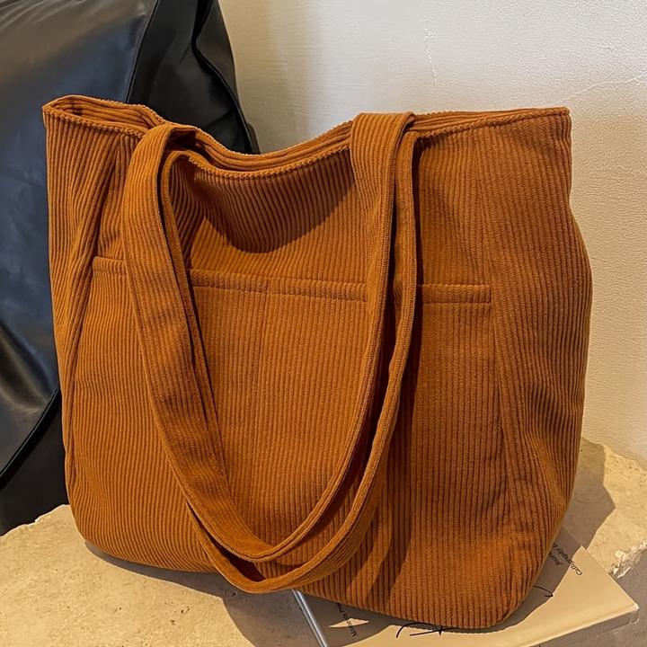 Image du produit Only-Bags.Store Cord-Tasche mit festen Schulterriemen, lässig einfarbig, Reissverschluss, Polyester gefüttert