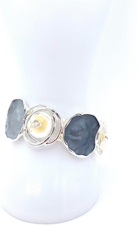 Actual product image Signé Signè bracelet elastic silver-coloured rhodium-plated One Size Shades of grey matt No.16 (Metal, Brass, unleaded, Cadmium-free, Elastic rail, Nickel-free)