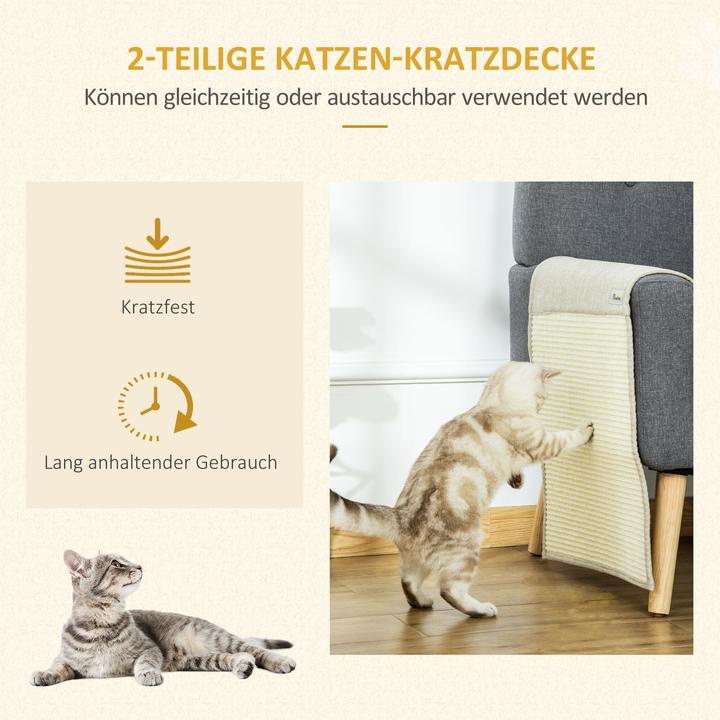 Produktbild PawHut Kratzmatte 2er-Set (Beige, Grau)