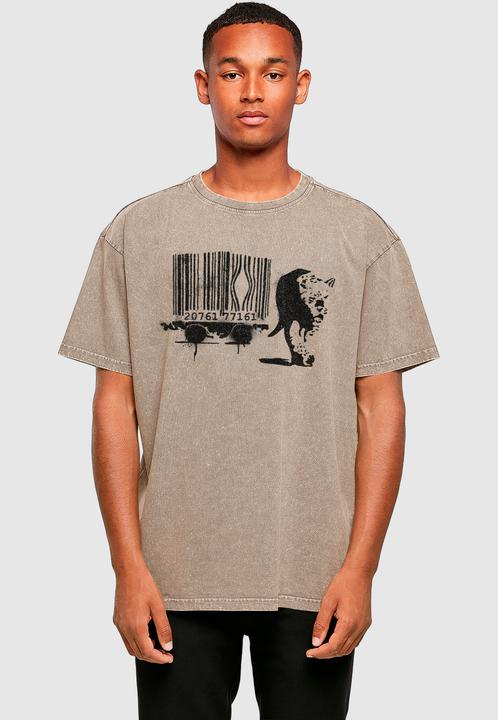 Produktbild Merchcode Brandalised - Barcode Leopard Acid Washed Oversize Tee - 189201 (4XL)
