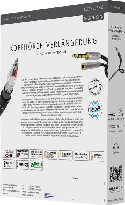 Image du produit Inakustik Extension pour casque d'écoute (3 m, jack 6.3mm)