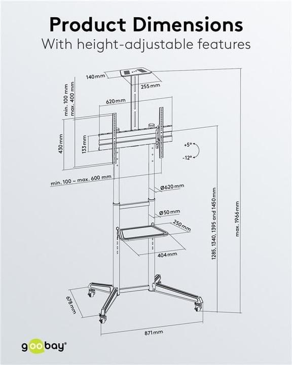 Immagine prodotto Goobay Supporto per presentazioni TV Pro taglia L (Vari, 70", 50 kg)