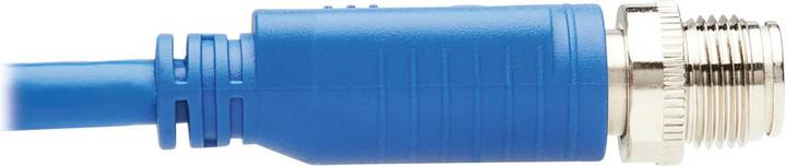 Actual product image Eaton M12 X-Code Cat6 1G UTP CMR-LP Ethernet Cable M/M IP68 PoE Blue 3m 9.8 ft. (UTP, CAT6, 3 m)