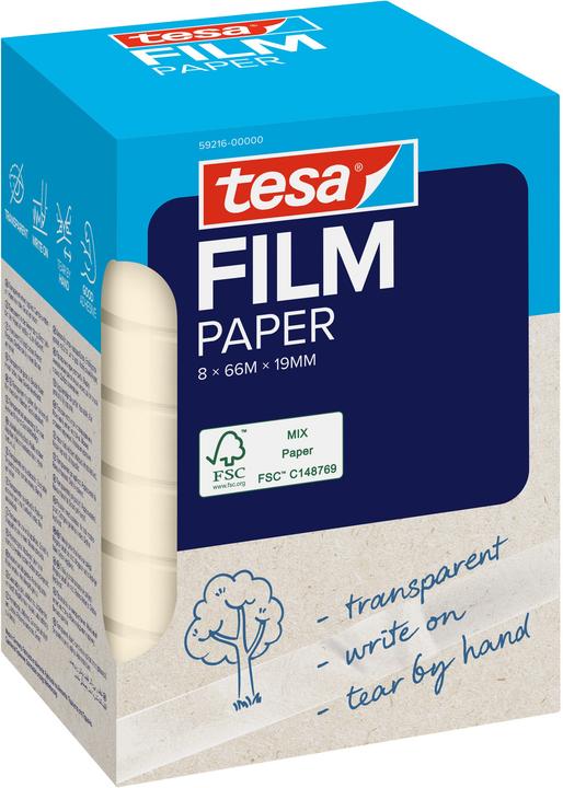 Actual product image tesa tesafilm PAPIER 8x 66mx19mm transp. zum beschriften faltsch. (19 mm)