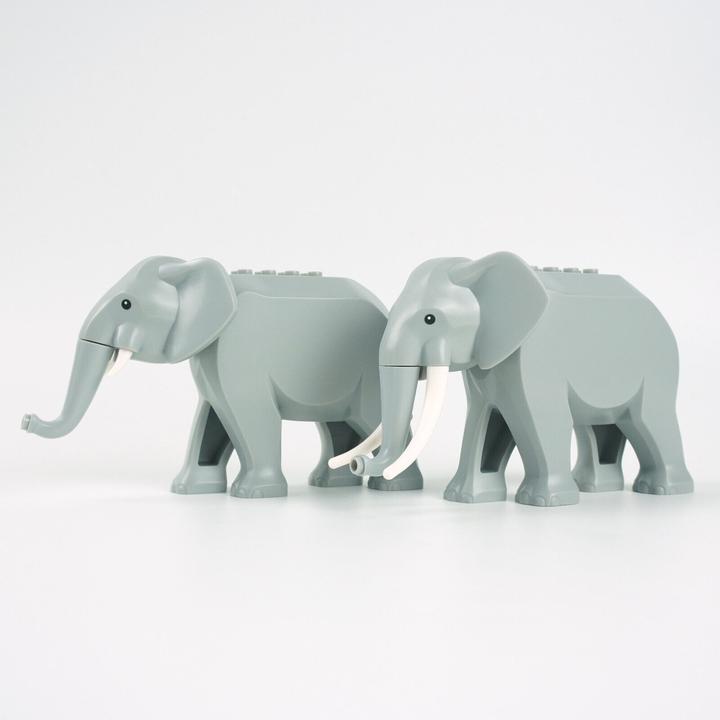 Image du produit LEGO Elephant Animals Zoo Wildlife - Lot de 2 avec défenses courtes et longues - NOUVEAU! Quantité 2x