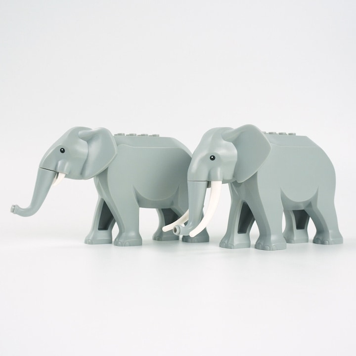 Productafbeelding LEGO Olifant dierentuin dieren - set van 2 met korte en lange slagtanden - NIEUW! Aantal 2x