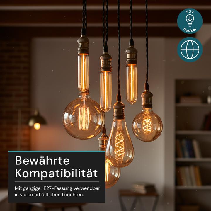 Immagine prodotto Luxula Lampada a filamento LED, Linea tubo ambra, E27, 2W, 65lm, 1800K (E27, 65 lm, 1 x)