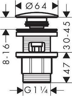 Produktbild hansgrohe HG Ablaufgarnitur PUSH-OPEN für Waschtisch- und Bidetmischer chrom