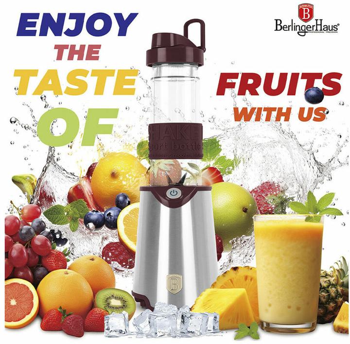 Actual product image BerlingerHaus Design blender incl. sports bottle 570ml, 300 W, bordeaux (300 W)