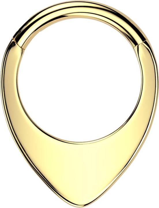 Produktbild Star Piercing Micro Segmentring klappbar vergoldet Tropfenschild (ohne Messing, Titan)