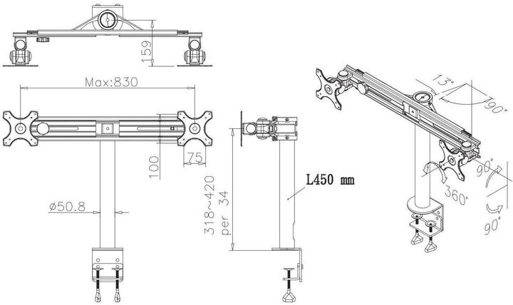 Image du produit Neomounts FPMA-D700D Support de bureau pour moniteur (Tables, 27", 16 kg)