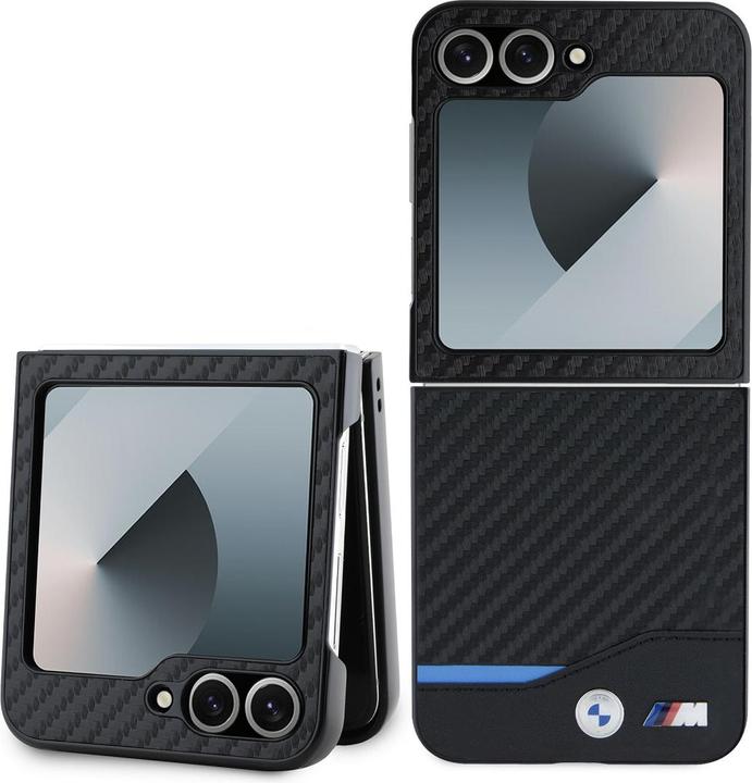BMW BMHCZF622NBCK Z Flip6 F741 czarny/black hardcase Carbon Blue Line (Samsung Galaxy Z Flip6)