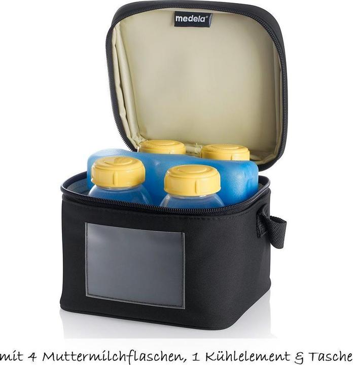 Actual product image Medela Cooler bag with 4 milk bottles and 1 cooling element