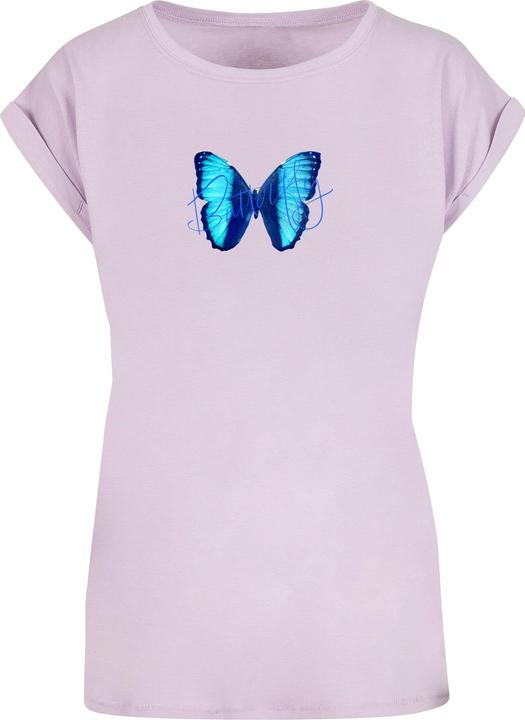 Produktbild Merchcode Ladies Butterfly Blue Extended Shoulder Tee - 111649 (S)