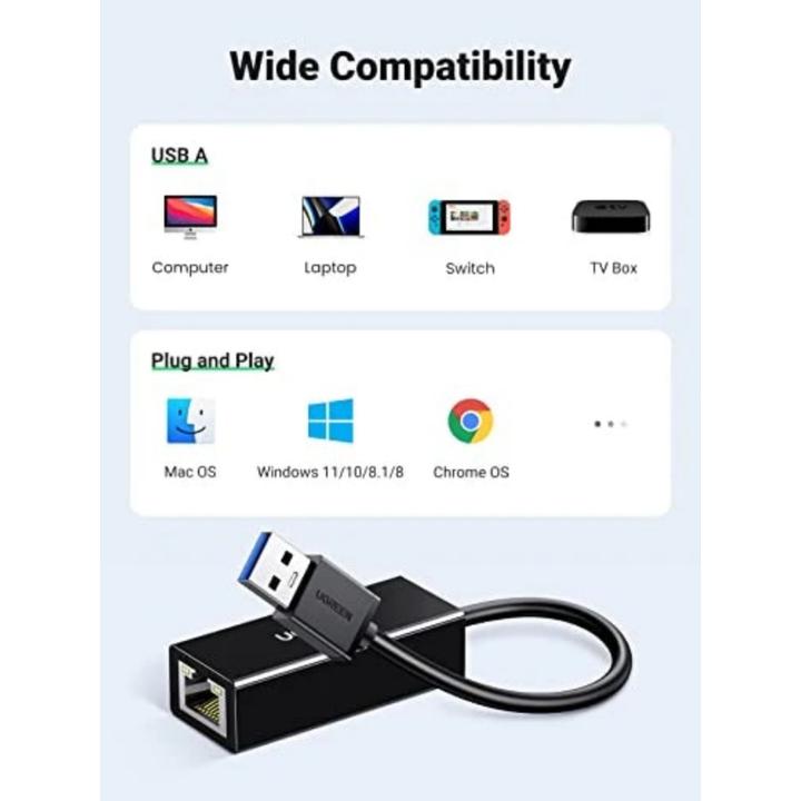 Immagine prodotto Ugreen Adattatore USB 3.0 Gigabit Ethernet per PC Mac Chromebook (USB 3.0)