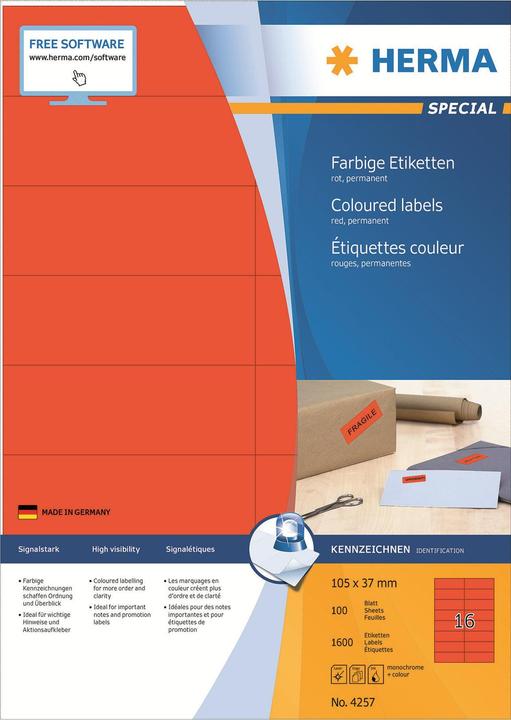 Produktbild HERMA Farbige Etiketten A4