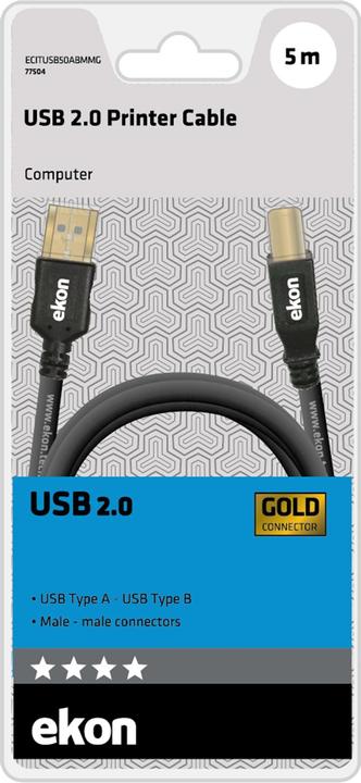 Image du produit Ekon CAVO USB A TO USB B 2.0 5MT () (5 m, USB 2.0)