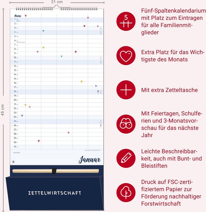 Image du produit Familienplaner plus Tasche 2026 (21 x 45 cm, Couverture rigide, Allemand)