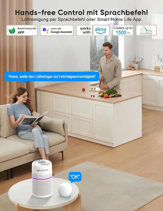 Produktbild Dayette Wifi Luftreiniger mit HEPA 13 Filter (90 m²)