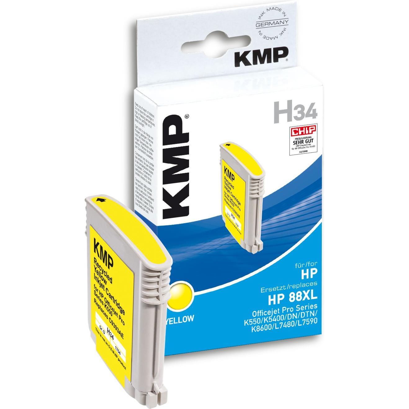 KMP, Druckerpatrone, H34 - 17 ml - Gelb - compatible - Tintenpatrone (Y)