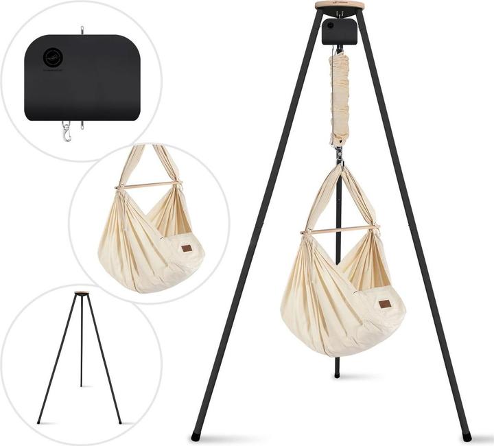 Produktbild Schmusewolke Tipi anthrazit mit anthrazit Motor und Bio Federwiege