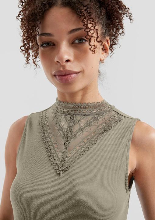 Produktbild s.Oliver T-Shirt Ripptop mit Spitzeneinsatz (M)