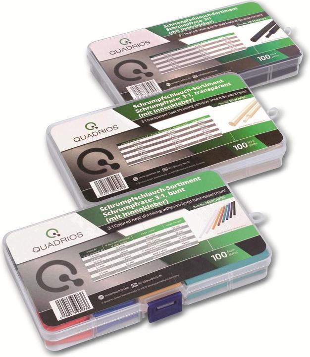 Immagine prodotto Quadrios Set di termoretraibili 300 pezzi nero/trasparente/colorato (300x)