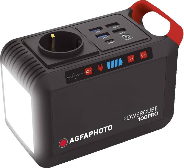 Actual product image AGFAPHOTO Powercube 100 Pro Powerstation Li-Ion Black, Red (166 Wh, 1.04 kg)
