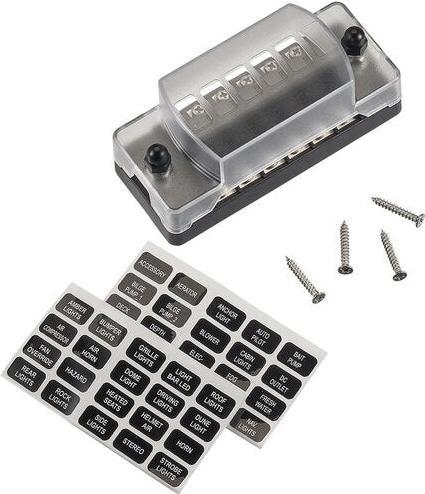 Immagine prodotto Ective Striscia portafusibili piatta per auto per 6 fusibili 20A/32V DC (connessione a vite)