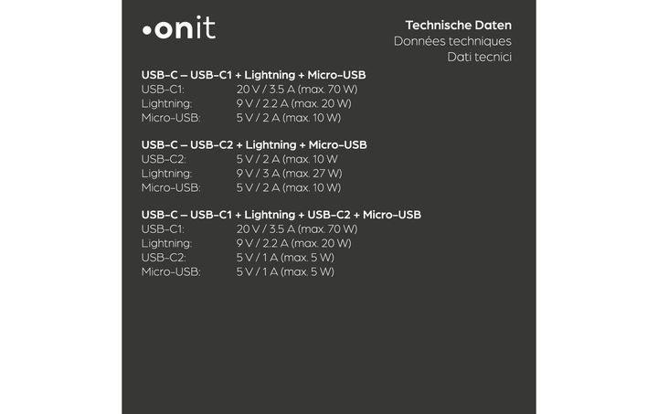 Produktbild Onit 4 in 1 USB Kabel (1.20 m, USB 2.0, 100 W)
