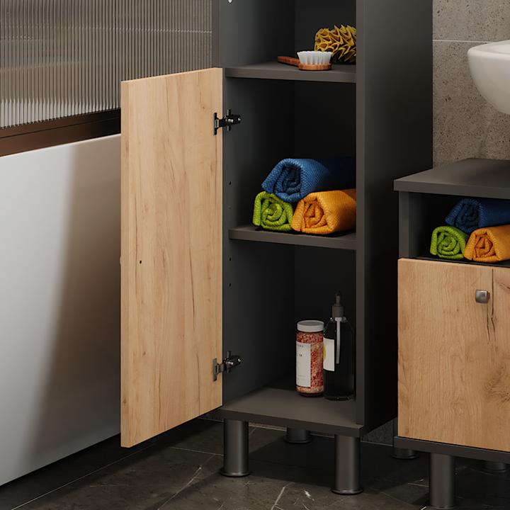Actual product image Vicco Hochschrank Fynn, Anthrazit/Goldkraft Eiche, 30 x 190 cm