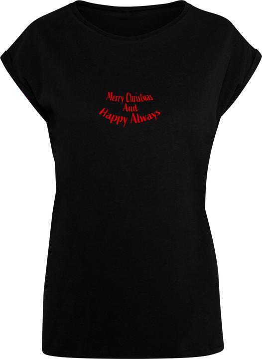 Merchcode Maglietta a spalla estesa da donna Merry Christmas And Happy Always - 116937