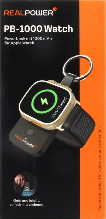 Actual product image RealPower Powerbank PB-1000watch,1000mAh für iwatch schwarz (1000 mAh)