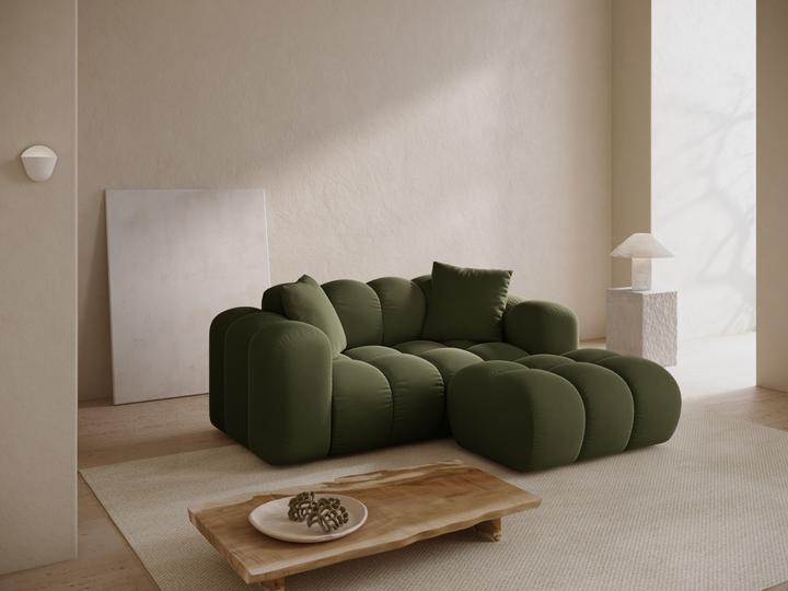 Actual product image Cosmopolitan Design Velvet Pouf, "Treno", 1 Seat, Green, 90x70x42 Made in Europe