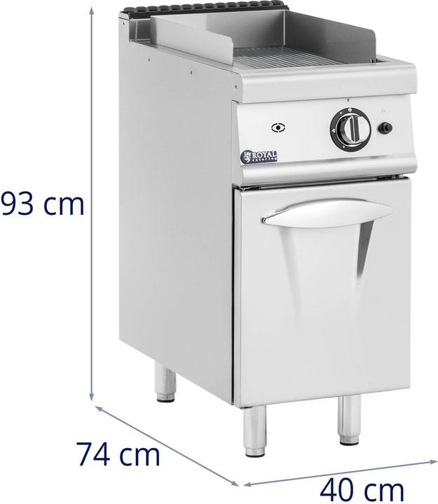 Produktbild Royal Catering Gas-Grillplatte Unterschrank 6 kW geriffelt Propan/LPG/Erdgas 50 - 300 °C (6 kW)
