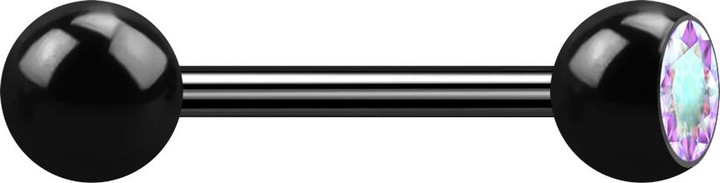 Produktbild Star Piercing Barbell schwarz mit Kugel und Kristall multicolor (ohne Messing, Titan G23)