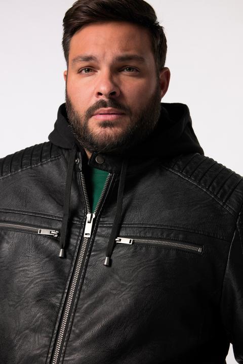 Produktbild Men+ Bikerjacke, Lederoptik, Jersey-Kapuze (7XL)