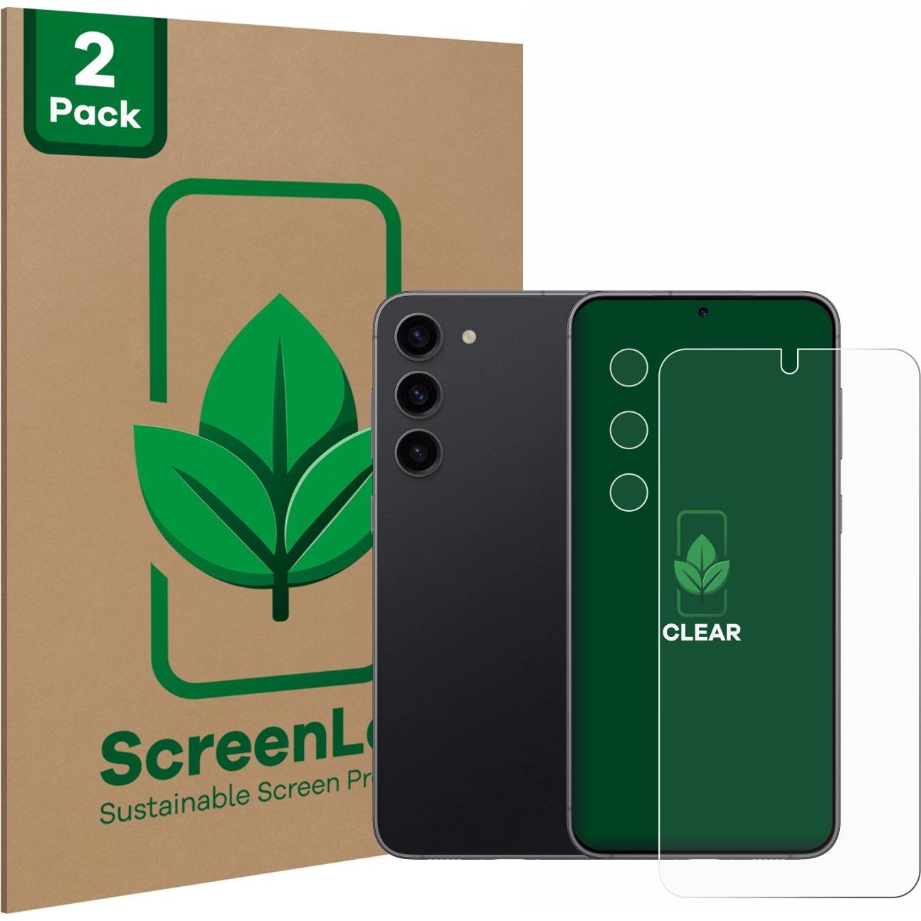 ScreenLeaf Schutzfolie nachhaltiger Displayschutz Displayschutzfolie Folie Klar Transparent (2 Stück, Samsung Galaxy S23...