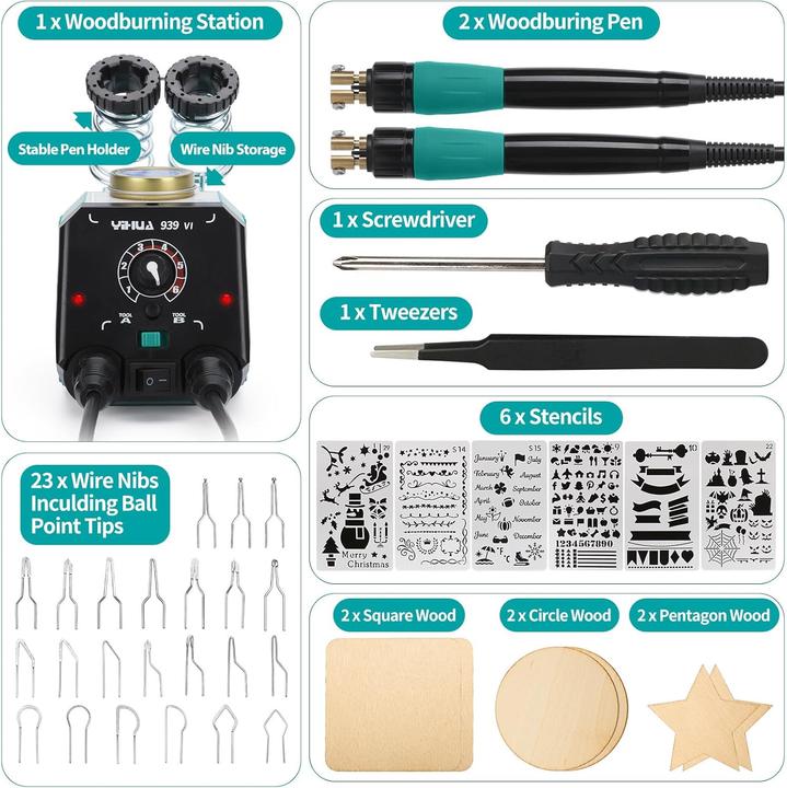 Actual product image Yihua Doppelstift-Brandmalerei-Set mit 23 Spitzen (Branding iron)
