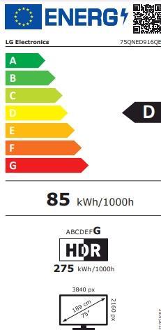 Energie-Label LG 75QNED916QE 4K QNED Mini LED TV 75 (189cm) (75", QNED, 4K)
