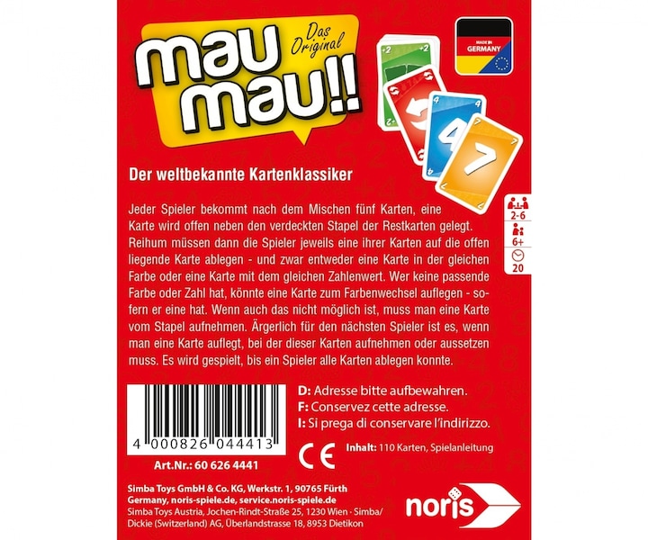 Immagine prodotto Noris Mau Mau (Tedesco)